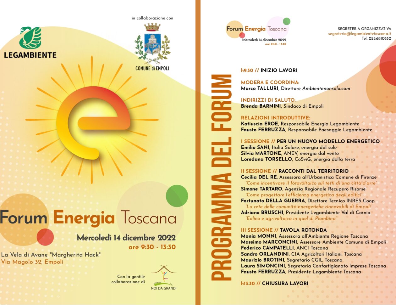 Locandina col programma del forum energia